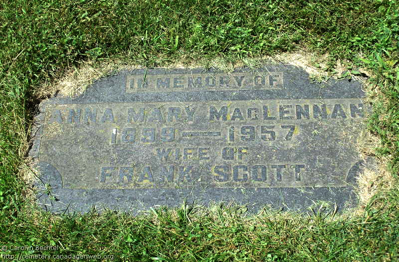 Photo of headstones/Anna Mary MacLennan 1899 - 1957 hdstn Ripley Huron cem ON